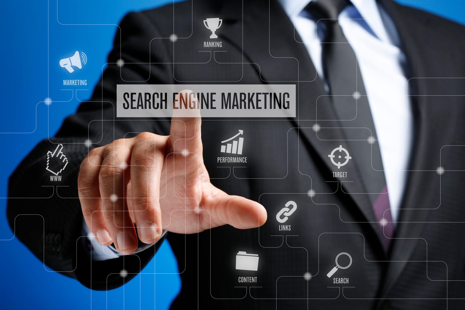 Search Engine Marketing Concept on Interface Touch Screen